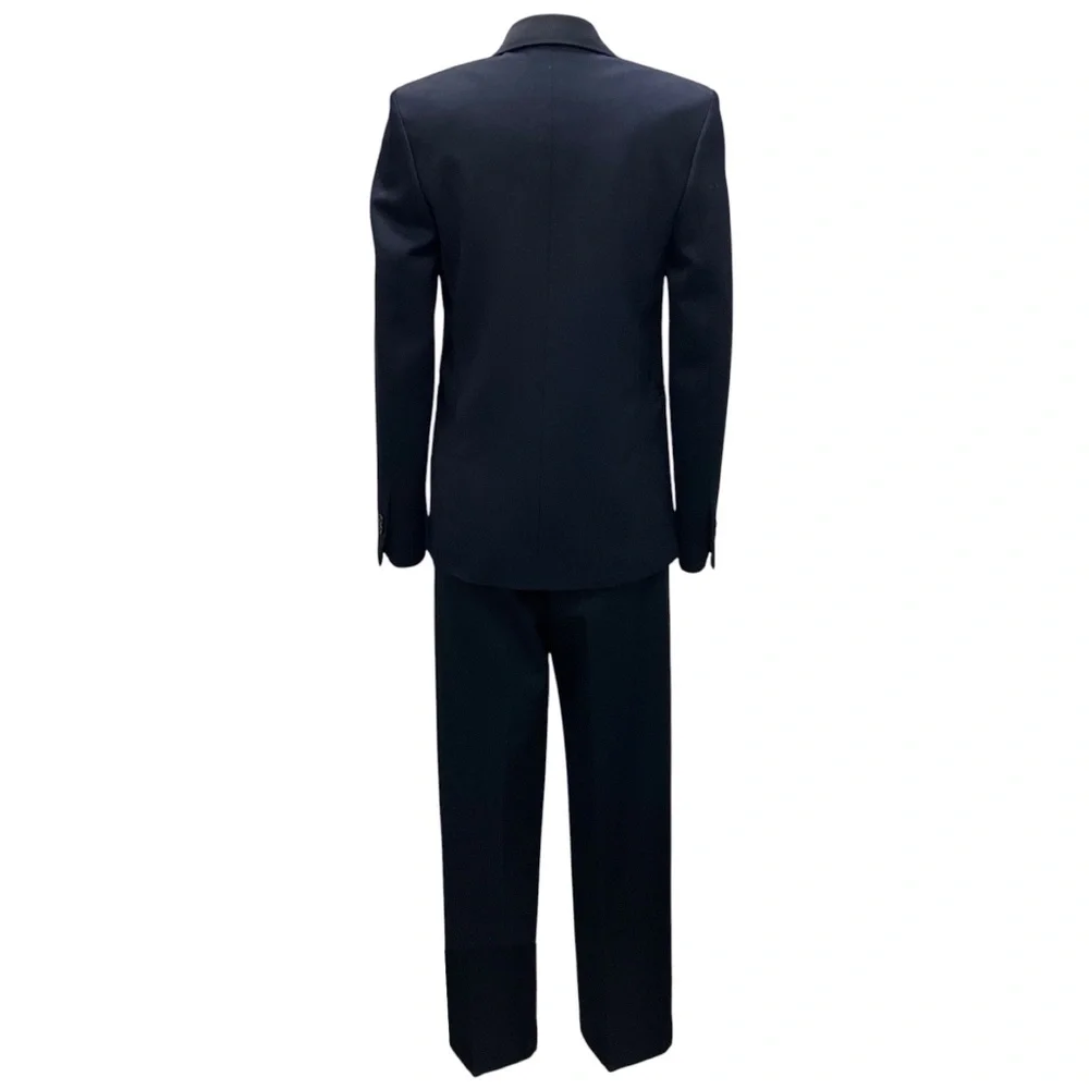 BOTTEGA VENETA NAVY TAILORED WOOL JACKET AND PANTS SUIT SET